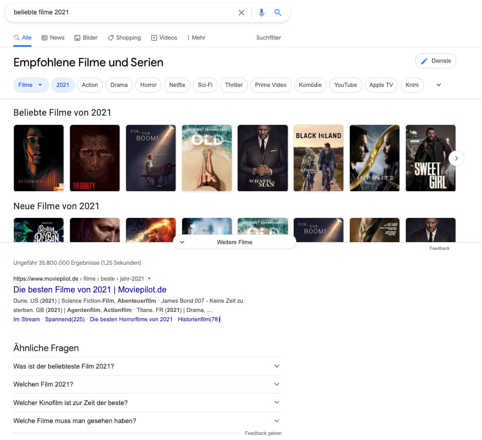 No-Click Ergebnisse auf Google