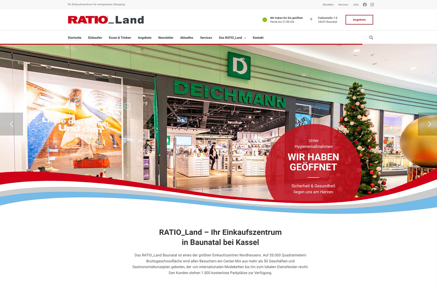 Startseite des Einkaufszentrum RATIO_Land