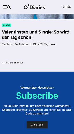 Womanizer Newsletter Call-To-Action in mobiler Ansicht